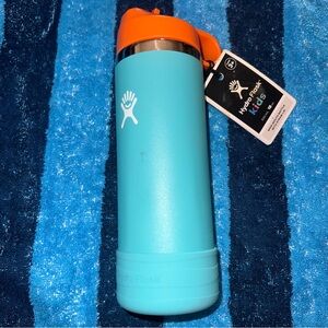 Hydro Flask Turquoise Bottle with Orange Lid